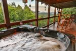 Hot tub with mountain views